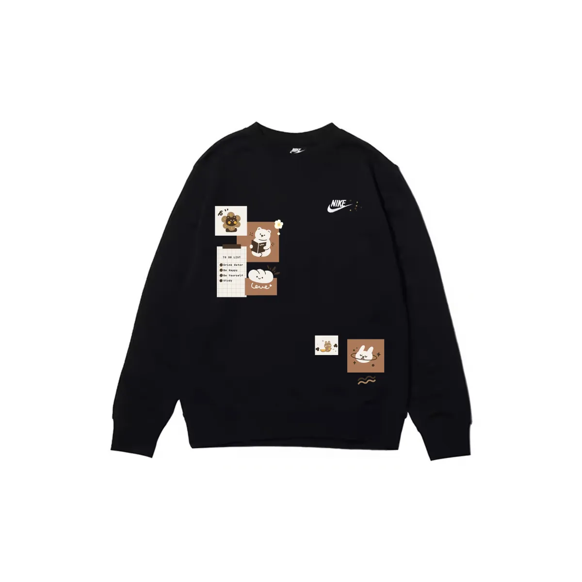 Nike Sweatshirts Men's Black Crew Neck Moderate
