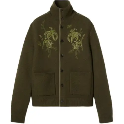 GUCCI Sweaters Men's Green Turtleneck Moderate Cardigan
