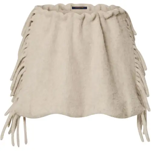 Lv Fringed Brushed Knit Mini Skirt