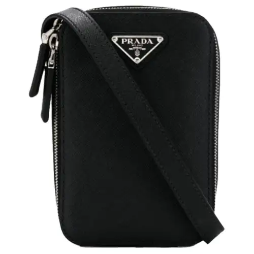 PRADA Cow Leather Waist Bag Chest Bag Unisex Black