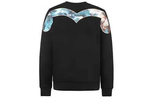EVISU Sweatshirts Men's Black Crew Neck Moderate Regular