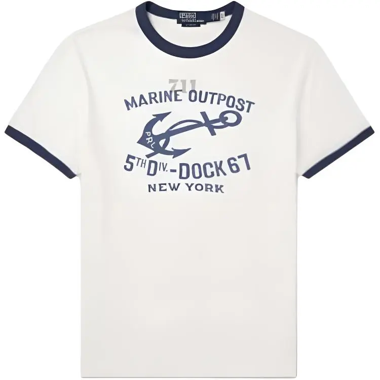 【Zoomed ImageryPrevious Season】logo-print contrasting-border T-shirt