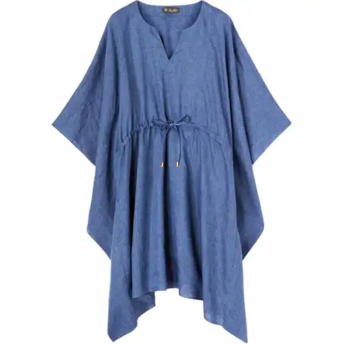 Loro Piana Grece Dress Short Sleeved Dress Women's Blue