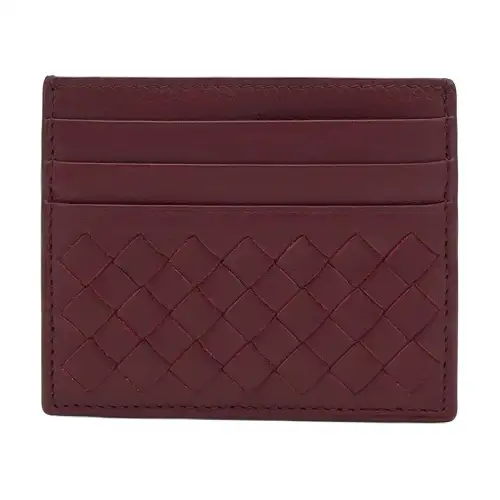 Bottega Veneta Leather Card Holder Women's Burgundy