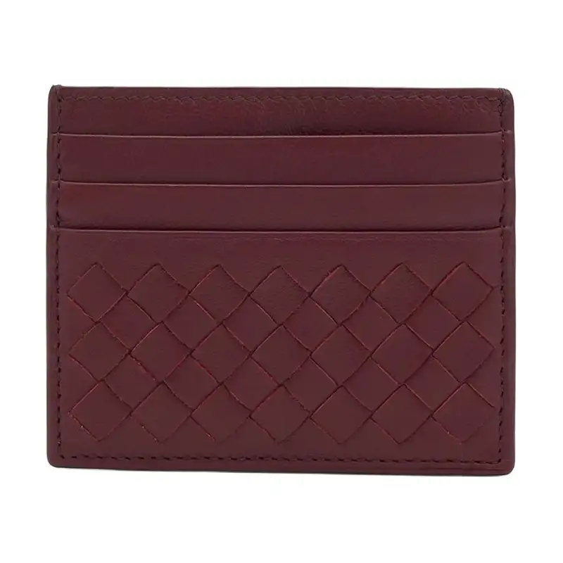 Bottega Veneta Leather Card Holder Women's Burgundy