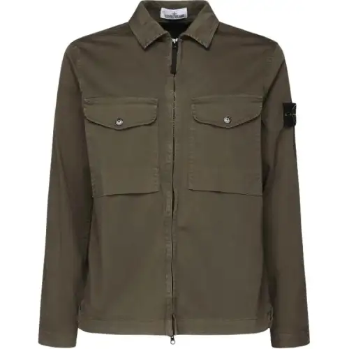 STONE ISLAND Compass Patch Zipped Overshirt