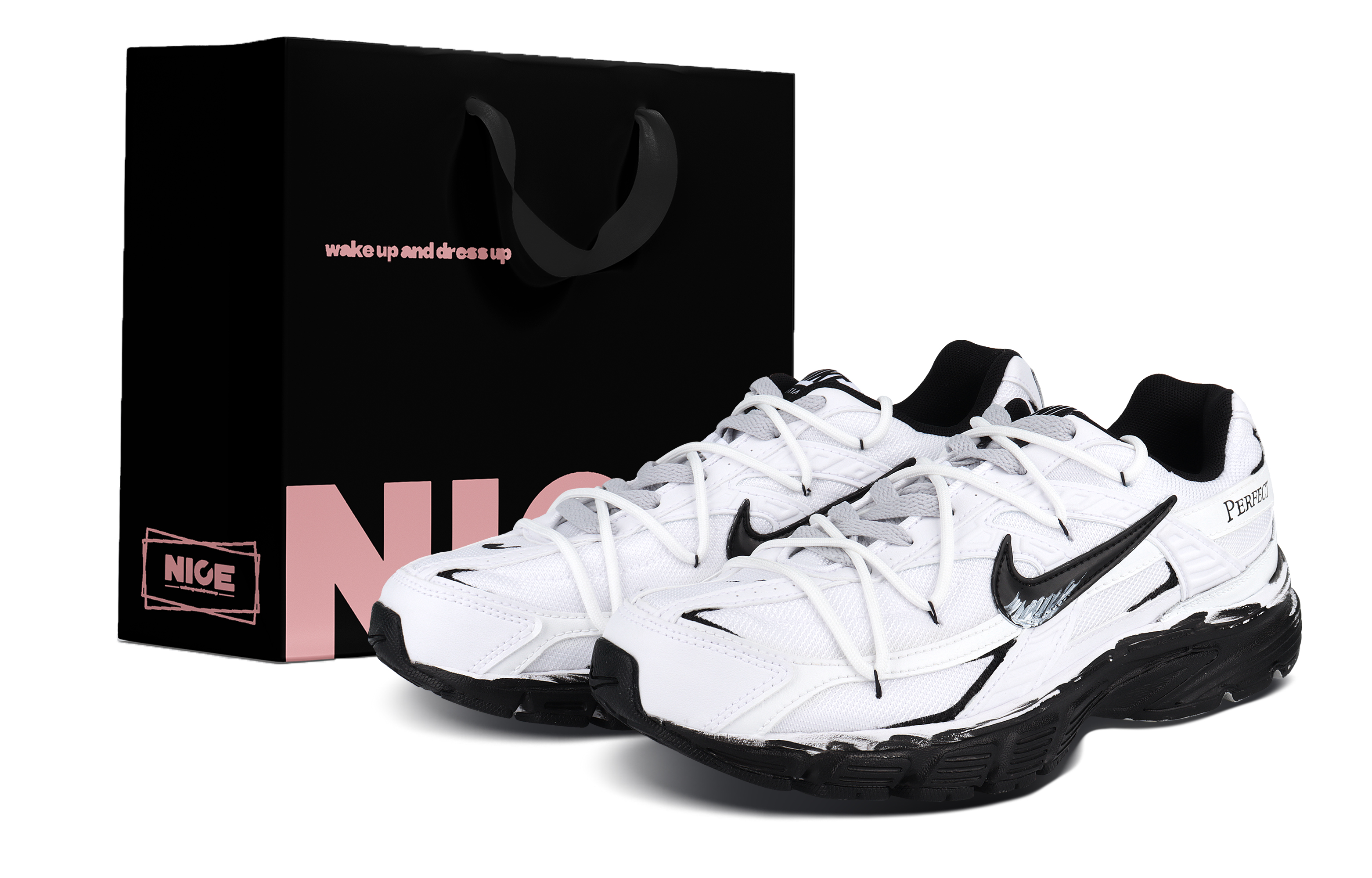Nike Initiator Abrasion Resistant Breathable Low top Running Shoes Unisex Black White