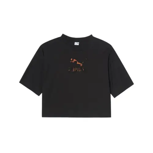 PUMA T Shirts Women's Black Crew Neck Moderate