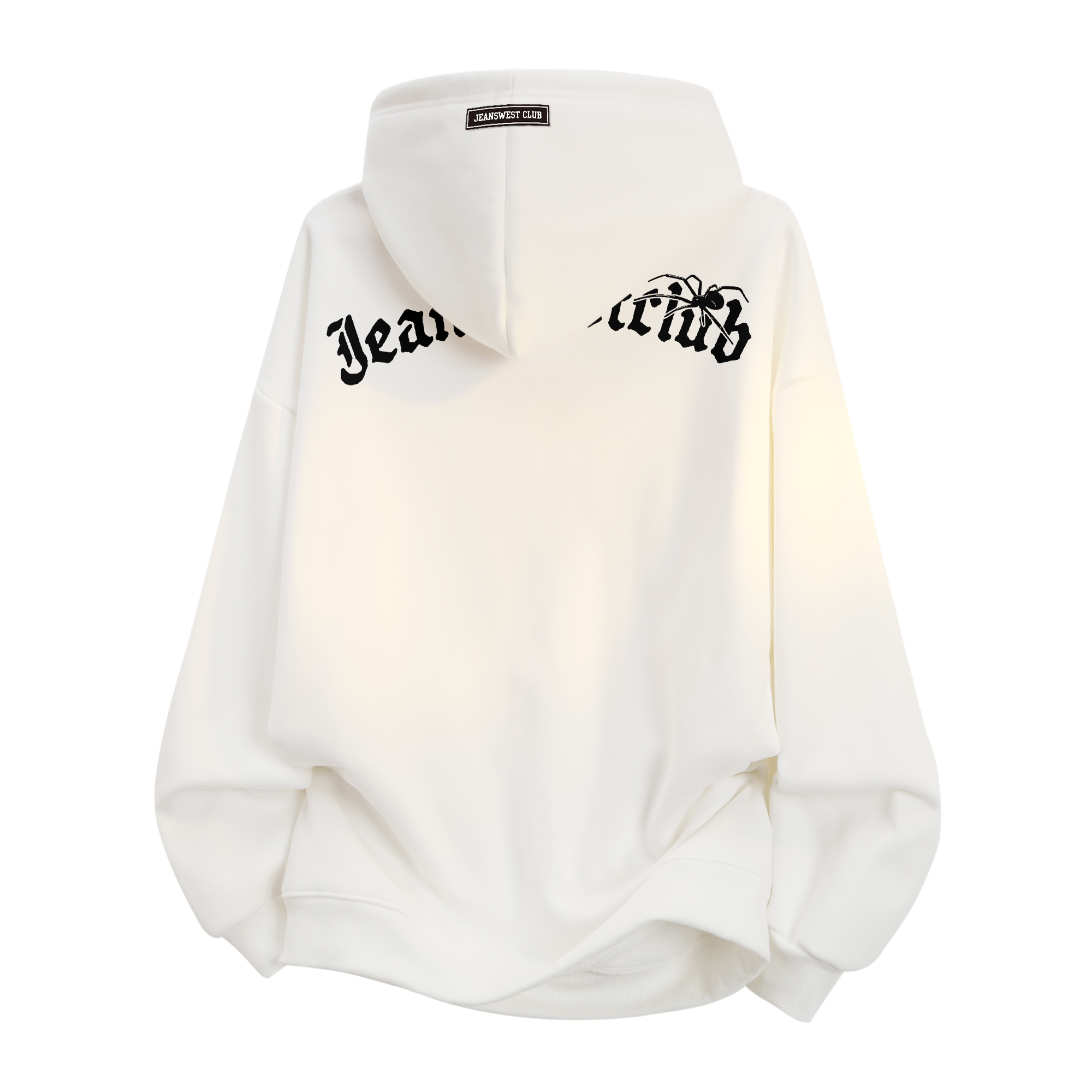 JEANSWEST CLUB Jeanswest retro insect series spider pullover gothic font logo letter printing basic style non-sexist high street commuting versatile simple loose and comfortable off-shoulder hooded casual long-sleeved sweatshirt same style for men and women