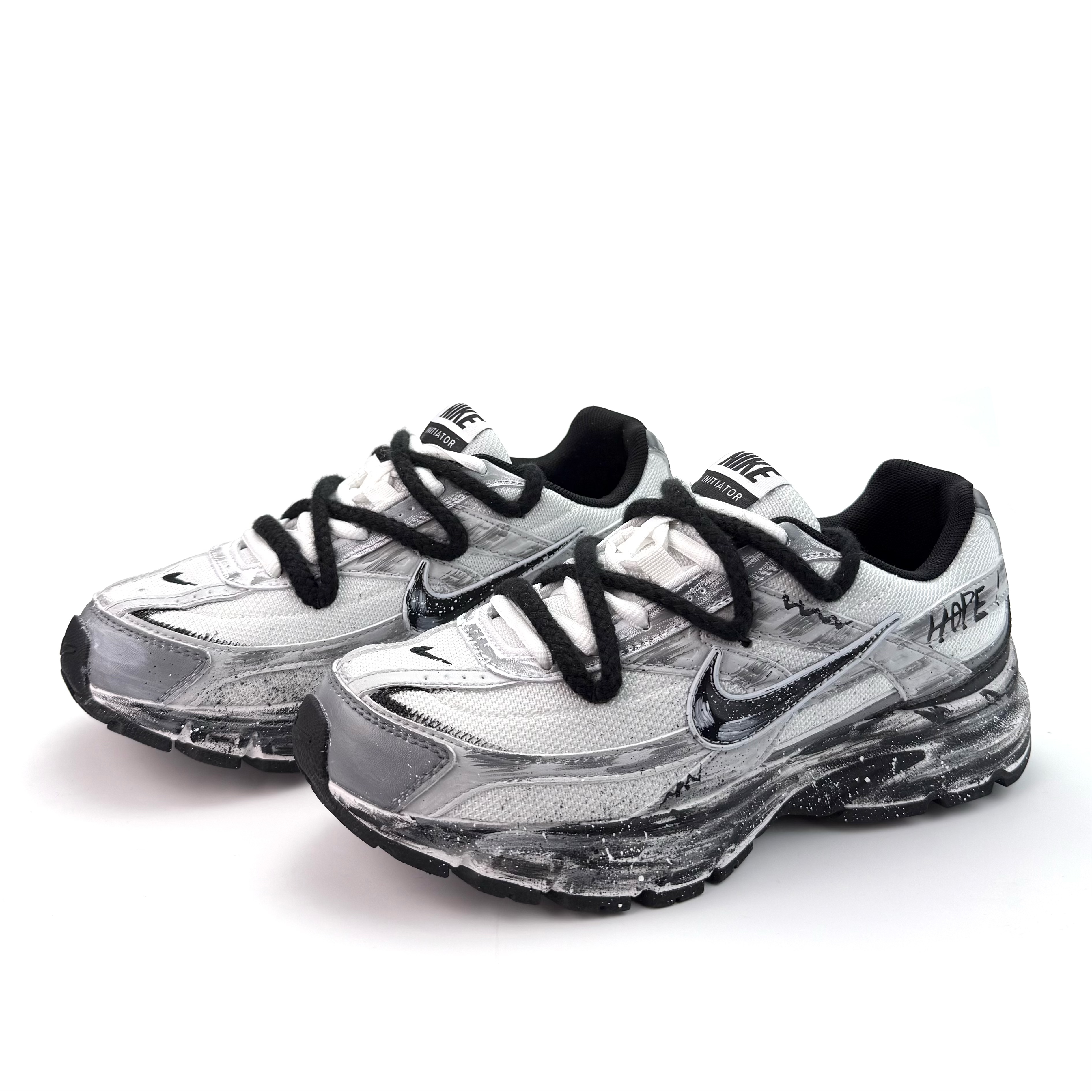 Nike Initiator Abrasion Resistant Low top Casual City Commuting Running Shoes Unisex Black Gray