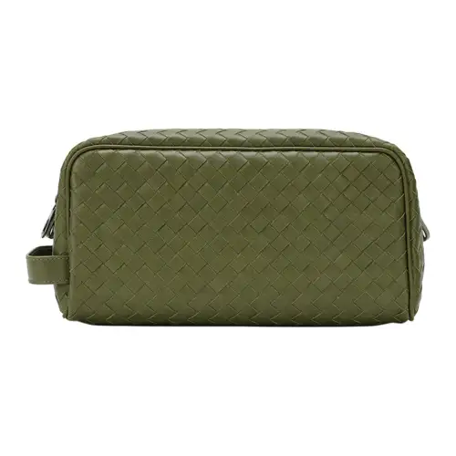 Bottega Veneta Leather Toiletry Bag Regular Women's Dark Green