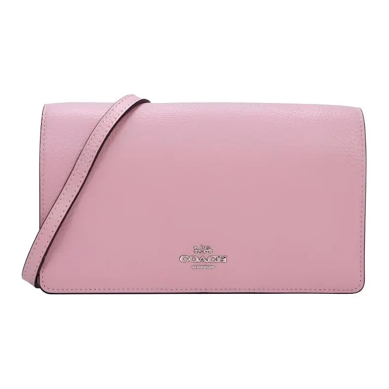 COACH Foldover Leather Small Square Bag, Crossbody Bag, Shoulder Bag Regular Women's Pink