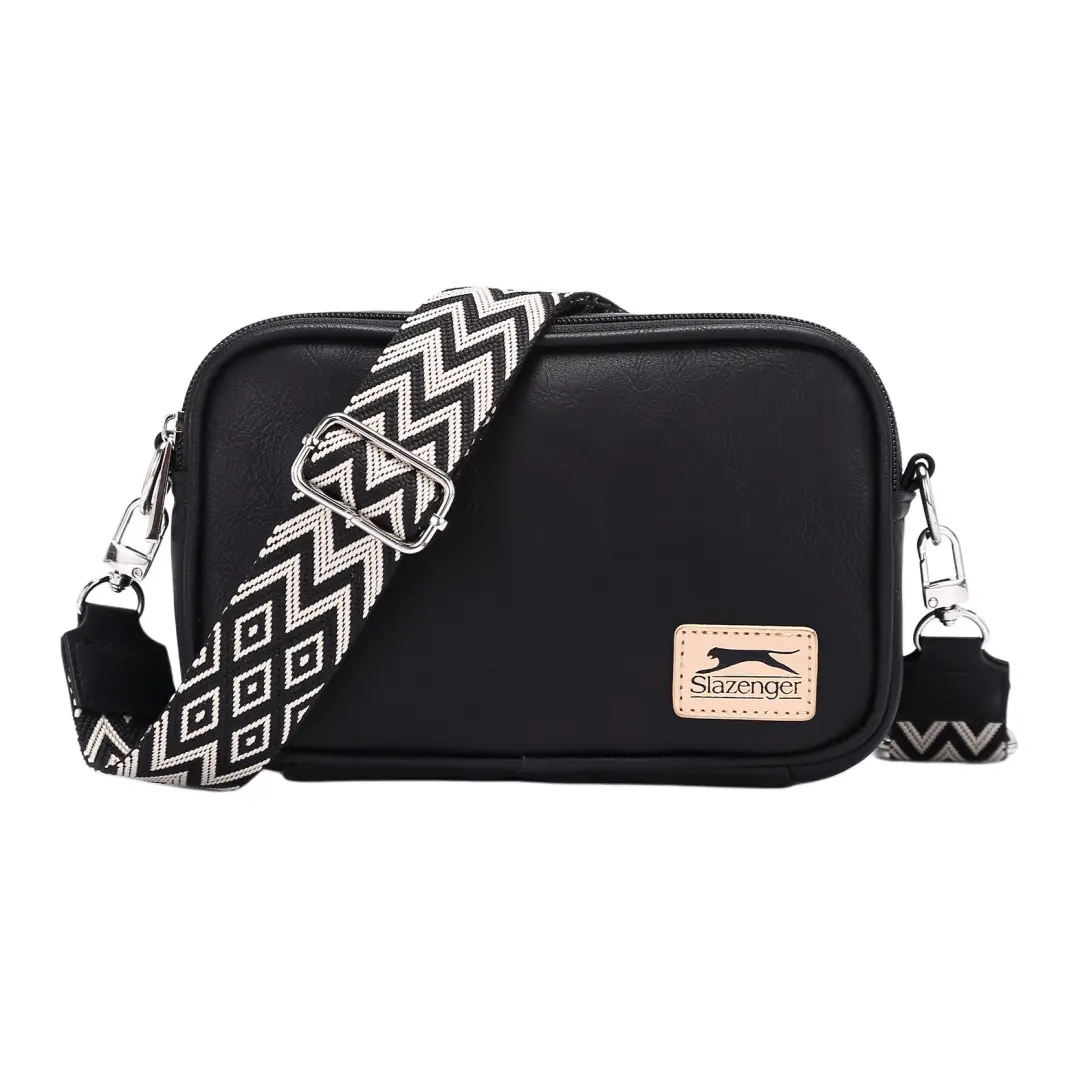 Slazenger Soft Leather Camera Bag, Sling Bag, Shoulder Bag, Crossbody Bag Unisex Black