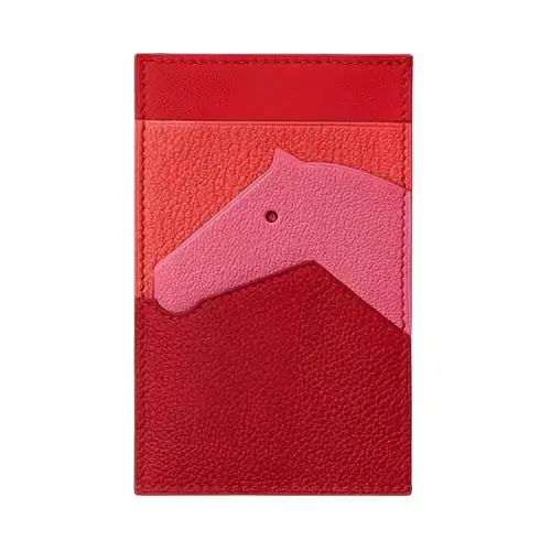 HERMES Les Petits Chevau Swift Calfskin With Evercolor Calfskin And Mysore Goat Skin Card Holder Women's Multicolor