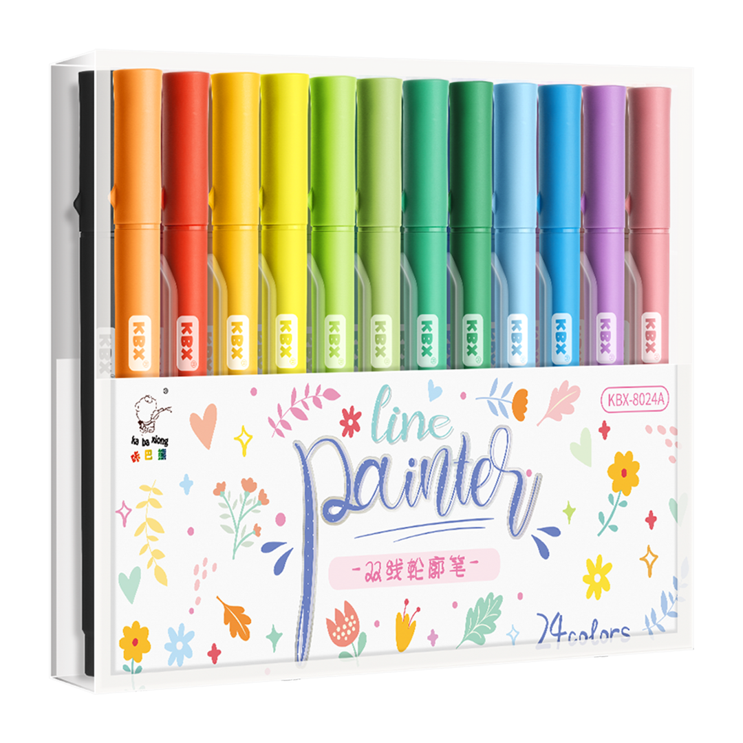 Kabaxiong kaba bear stacked color double-ended highlighter pen with glitter color highlighted fluorescent marker flash pen multi-color notebook pen marker pen/marker pen