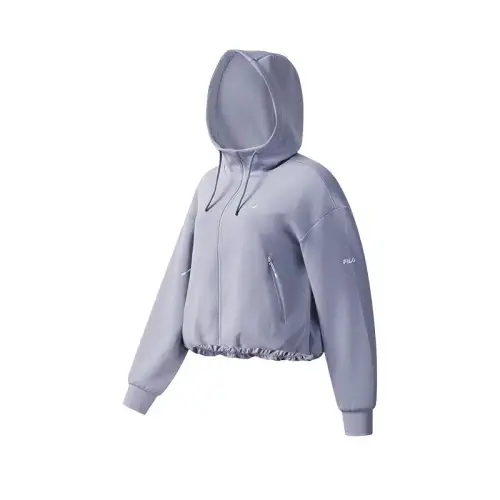 FILA Fitness Jackets Women's Dark Blue Purple Hooded Non Detachable Moderate Straight Fit