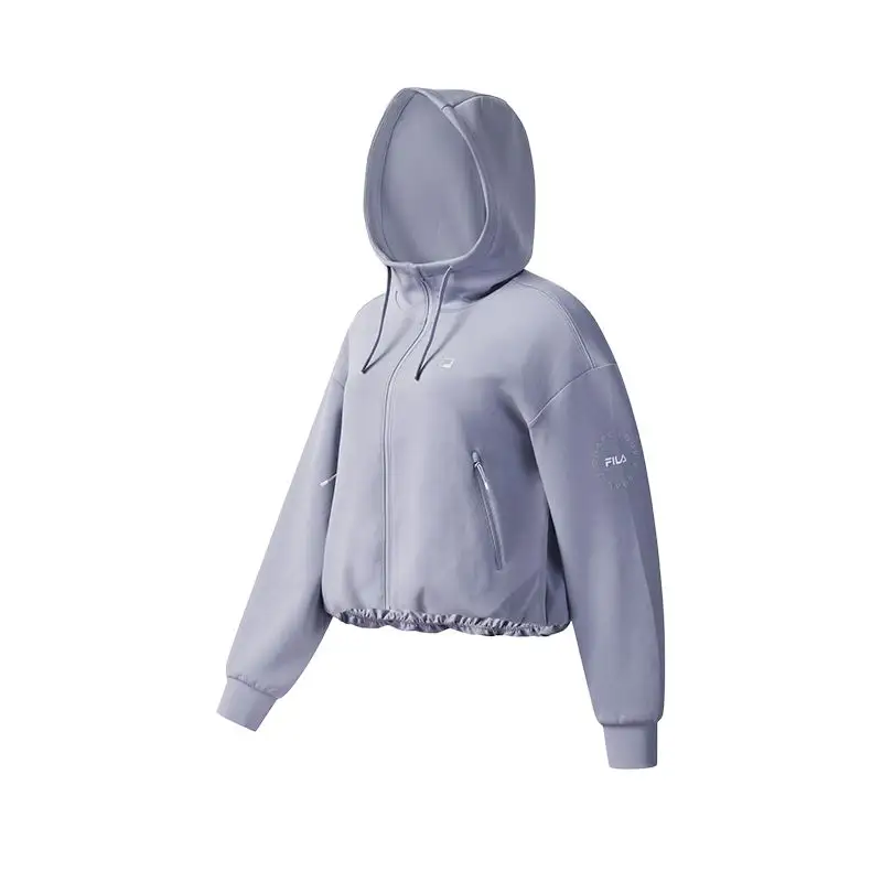 FILA Fitness Jackets Women's Dark Blue Purple Hooded Non Detachable Moderate Straight Fit