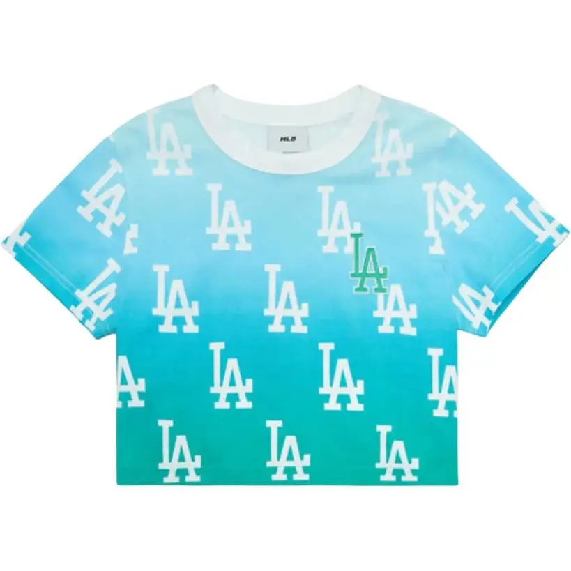 MLB Gradient Monogram Los Angeles Dodgers T Shirt Women's Light Green