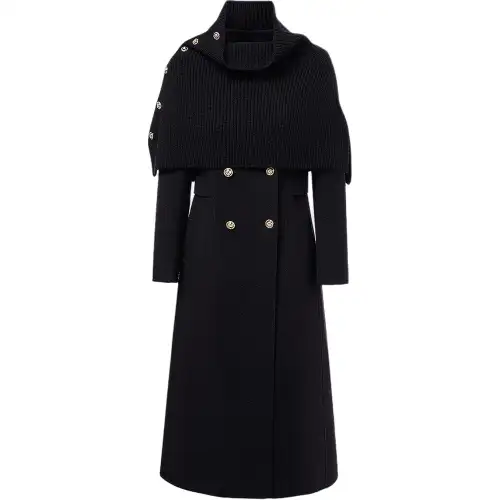 KARL LAGERFELD Elegant, warm and personalized removable woolen collar long coat for women