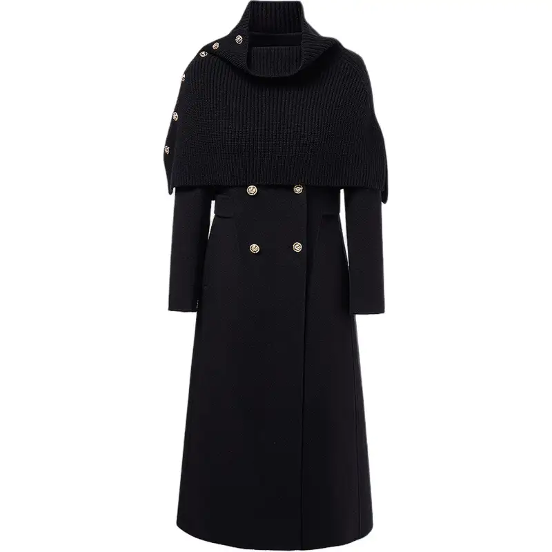 KARL LAGERFELD Elegant, warm and personalized removable woolen collar long coat for women