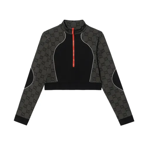 GUCCI Crop Tops Women's Brown Turtleneck Moderate
