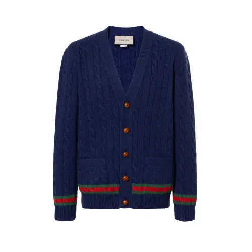 GUCCI Cashmere And Wool Cable Knit Cardigan
