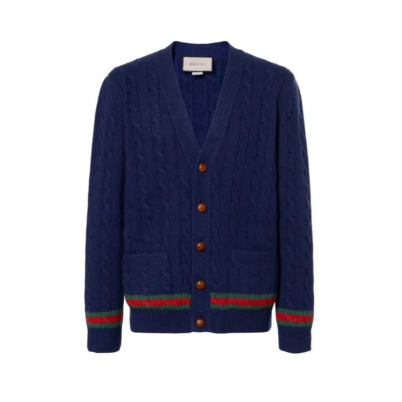 GUCCI Cashmere And Wool Cable Knit Cardigan