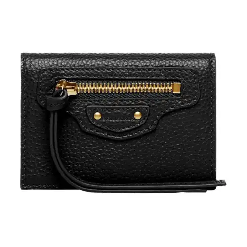 Balenciaga Cow Leather Wallet Mini Unisex Black