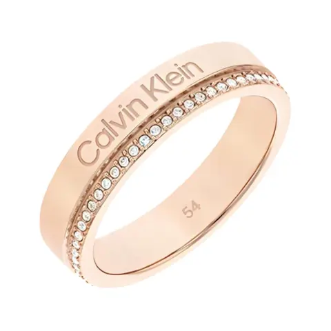 CALVIN KLEIN 316L Stainless Steel & Artificial Crystal Individual, Trendy, Premium Aesthetic, Versatile Ring Unisex