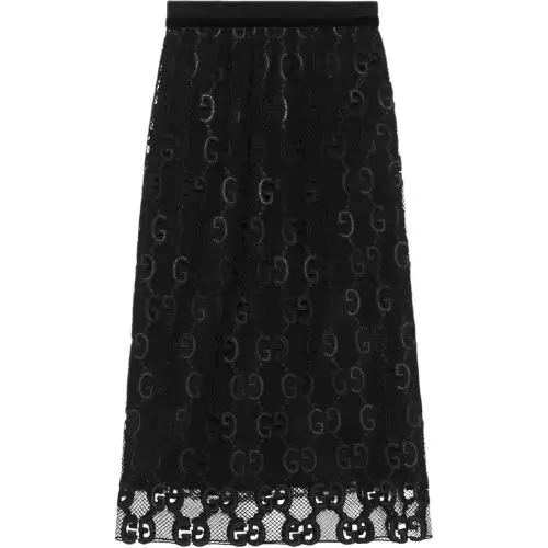 GUCCI Casual Long Skirts Women's Black Moderate Long A Line Skirt