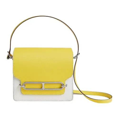 HERMES Roulis Evercolor Leather Pig Nose Bag, Shoulder Bag, Crossbody Bag Mini Women's New White & Lime