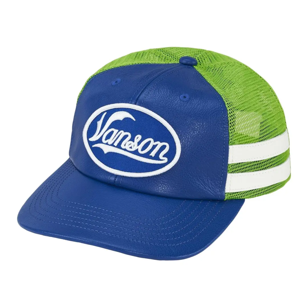 Supreme x VANSON LEATHERS, INC. USA Cow Leather Baseball Caps Unisex Royal Blue/Green/Black/Pink/White