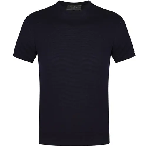 PRADA T Shirts Men's Dark Blue Crew Neck Moderate