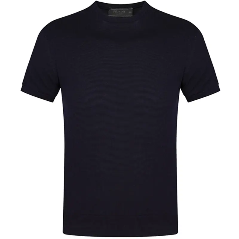 PRADA T Shirts Men's Dark Blue Crew Neck Moderate