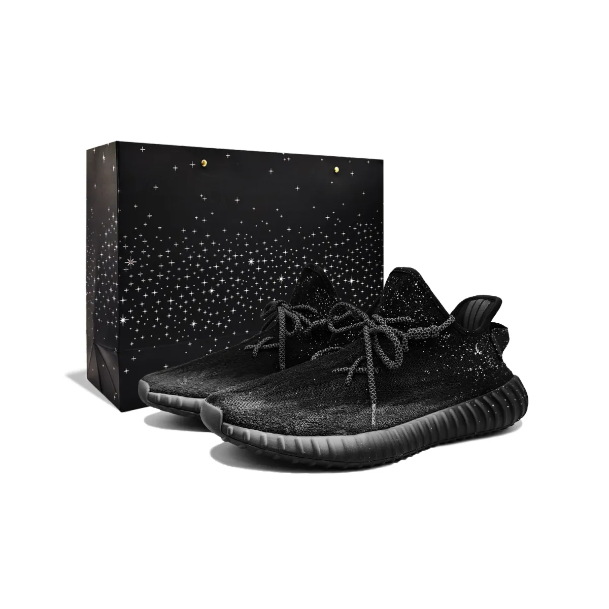 Adidas Originals Yeezy Boost 350 V2 Solitary Moon Fabric Cushioning, Wear Resistant Low top Casual Shoes Unisex Black