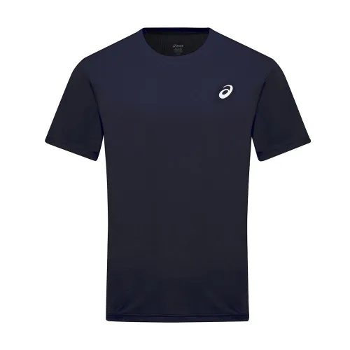 ASICS T Shirts Men's Marine Blue Crew Neck Moderate
