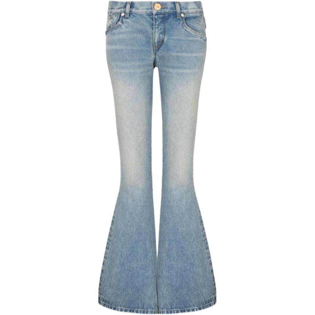 BALMAIN Balmain FW23 Logo embroidered low-rise bootcut jeans for women, blue
