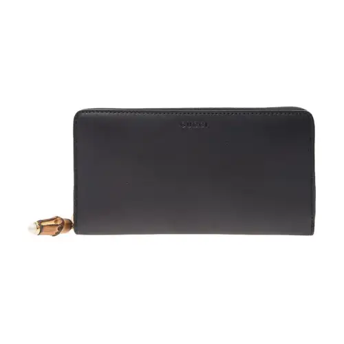GUCCI Leather Wallet Women's Black