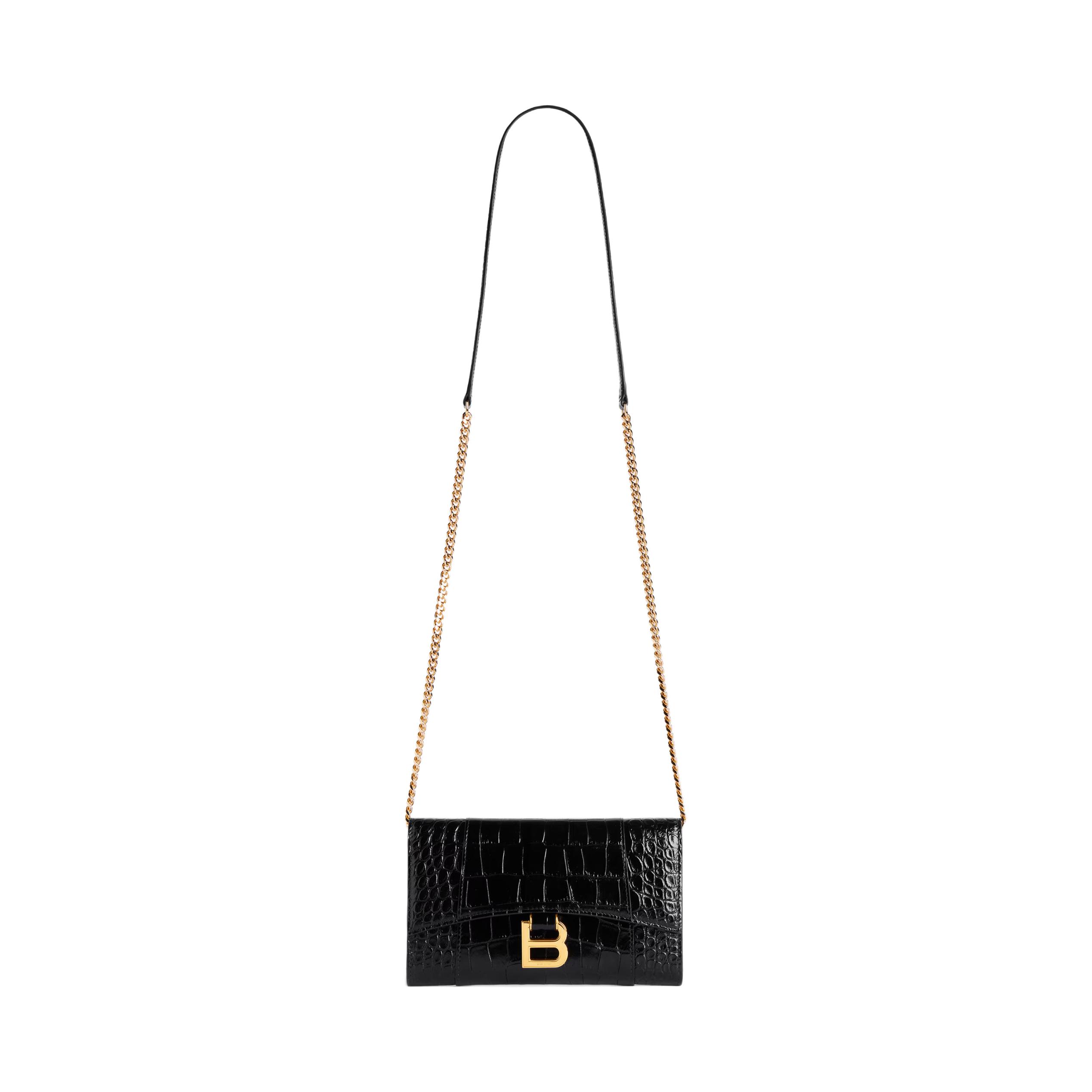 Женский кошелек Balenciaga Крокодил (черный)