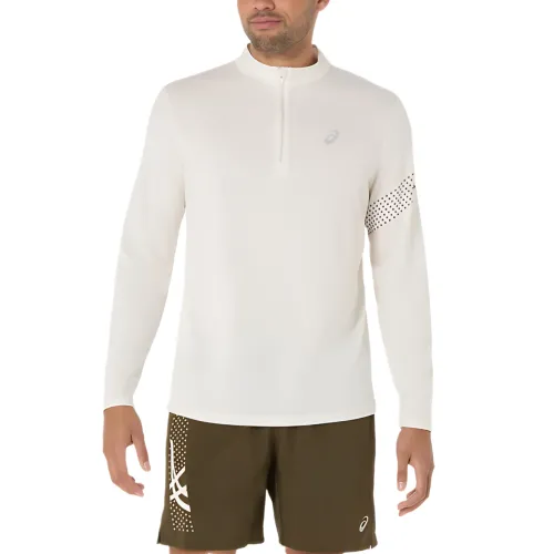 ASICS T Shirts Men's White Stand Collar Moderate