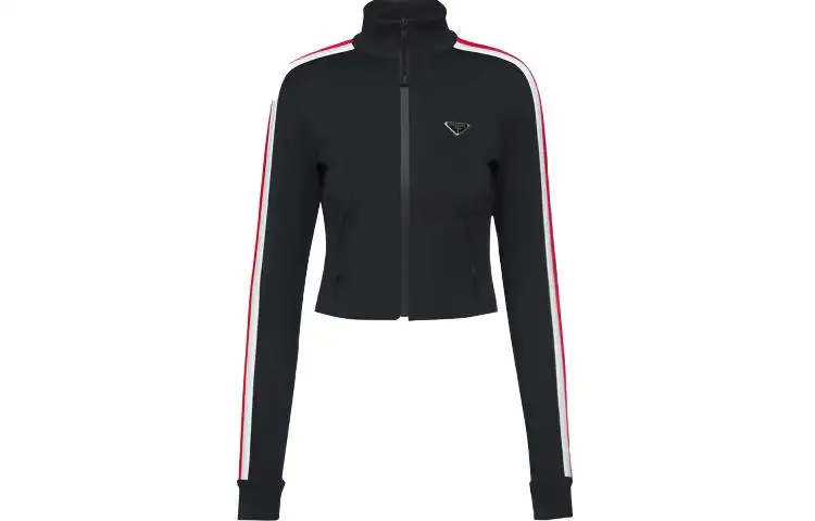 PRADA Jackets Women's Black Stand Collar Moderate Other