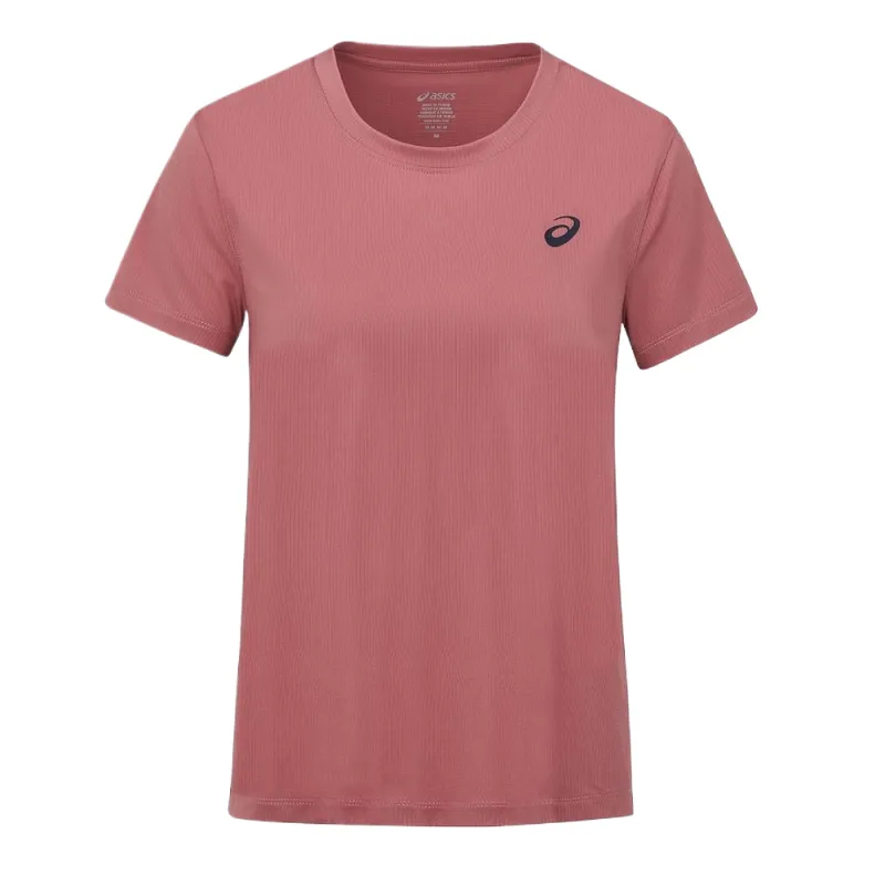 ASICS T Shirts Women's Peach Pink Crew Neck Moderate Straight Fit