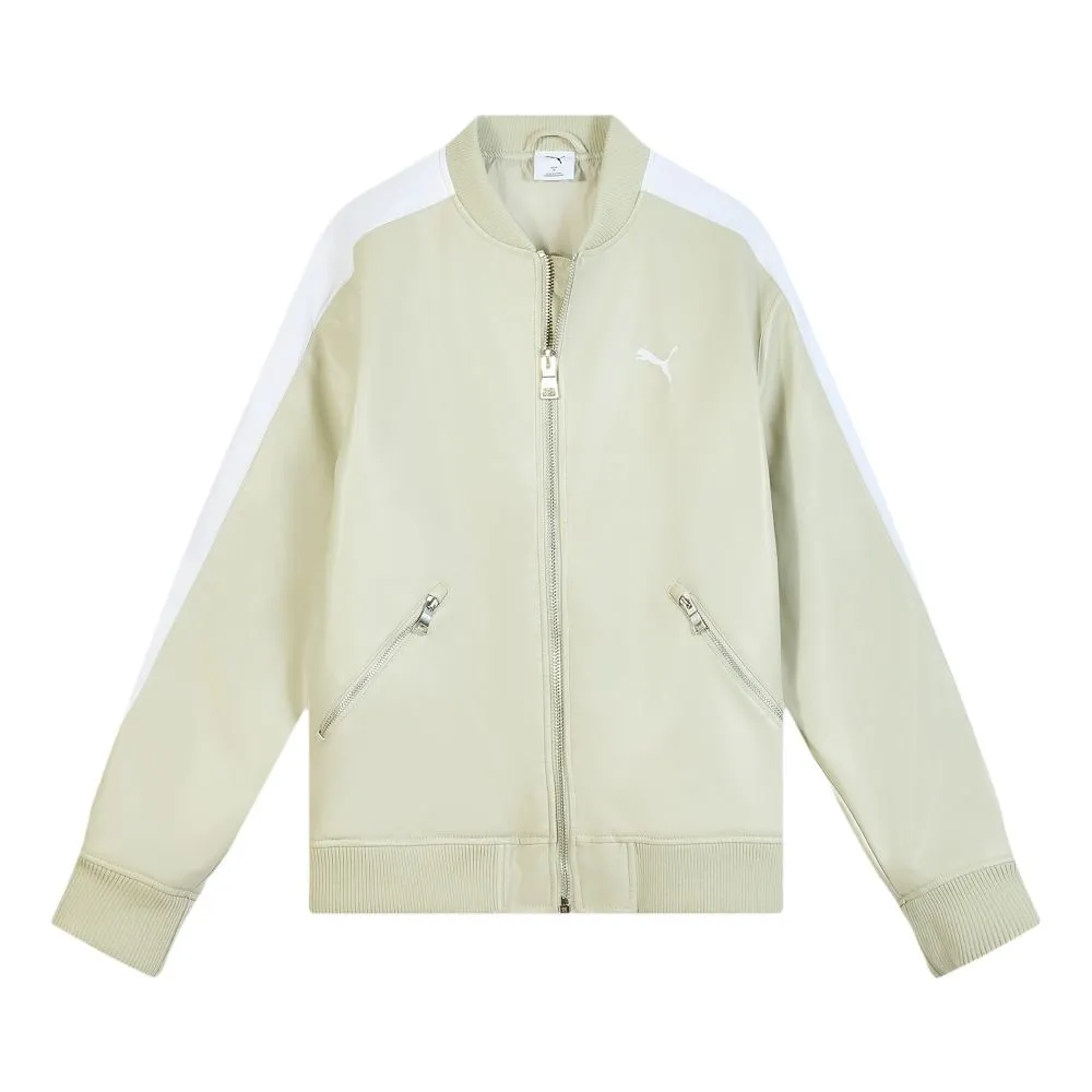 PUMA T7 Pleather BOMBER Jacket Unisex Gravel Gray