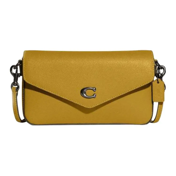 COACH Wyn Grain Leather Crossbody Bag, Shoulder Bag Small Women's Linen Yellow