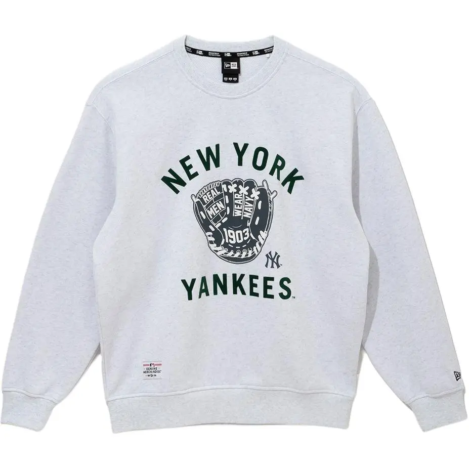 New Era FW25 Crew Neck Sweatshirt Korean Style Unisex Heather Gray