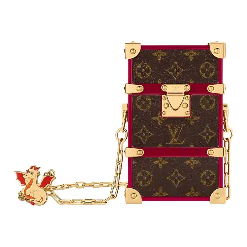 LOUIS VUITTON Trunk Monogram Coated Canvas Crossbody Bag, Shoulder Bag Women's Brown & Burgundy