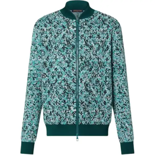LOUIS VUITTON Graphic Cotton Knit Blouson Jackets & Coats Men's Blue