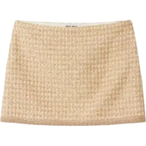 Miu Miu Logo-Patch Sequined Tweed Mini Skirt