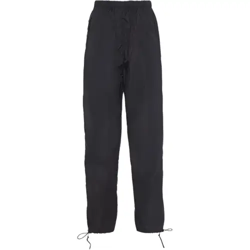 PRADA Knitted Sweatpants Women's Black Moderate Straight Fit Pants