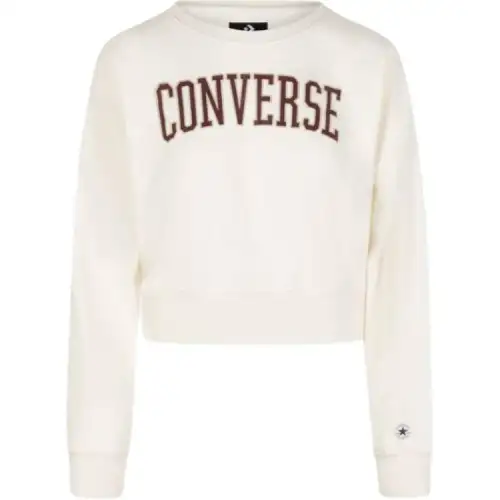 Converse Sweatshirts Women's Beige Crew Neck Moderate Straight Fit